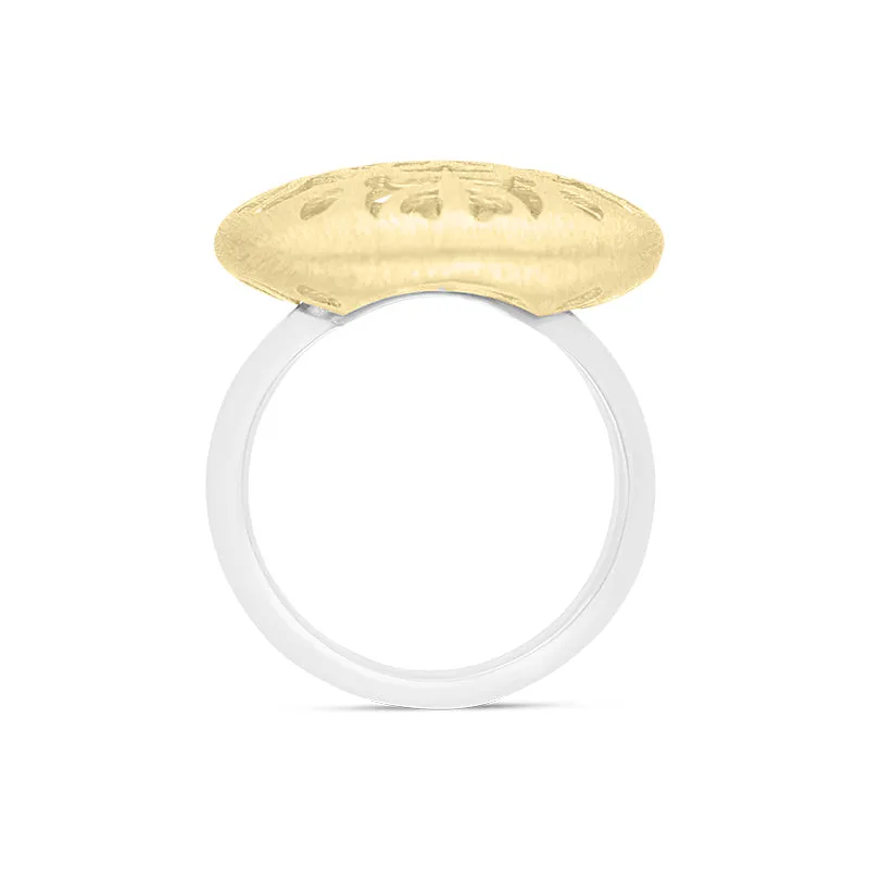Sterling Silver Gold Plated Floral Cut Out Ring D