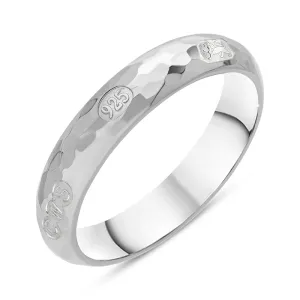 Sterling Silver Hallmark 4mm Hammered Ring