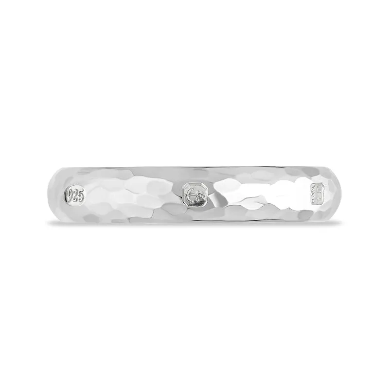 Sterling Silver Queen's Jubilee Hallmark 4mm Hammered Ring D