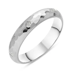 Sterling Silver Queen's Jubilee Hallmark 4mm Hammered Ring D