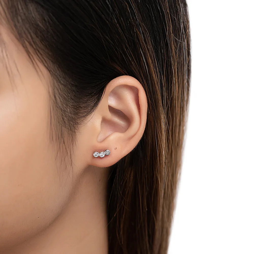 Sterling Silver Round CZ Earrings