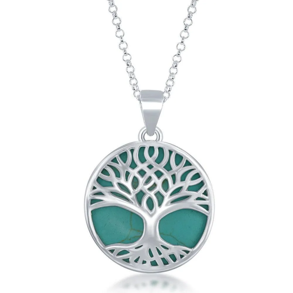 Sterling Silver Round Tree of Life Pendant Chain