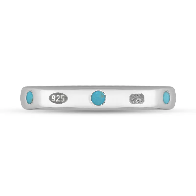 Sterling Silver Turquoise Queen's Jubilee Hallmark 6mm Ring D