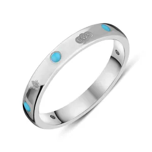 Sterling Silver Turquoise Queen's Jubilee Hallmark 6mm Ring D