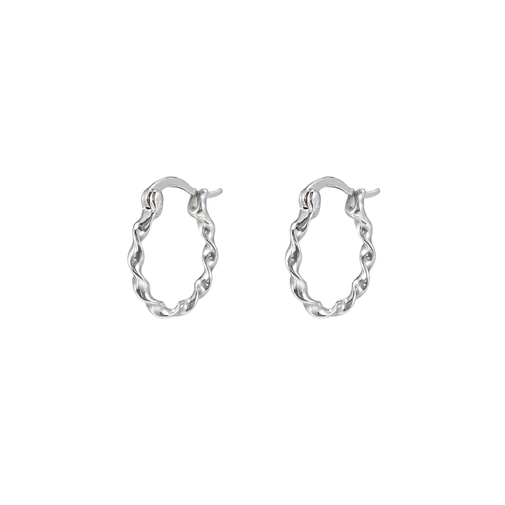 Sterling Silver Wave Hoop Earrings