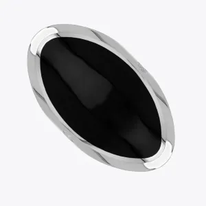 Sterling Silver Whitby Jet Hallmark Large Oval Ring