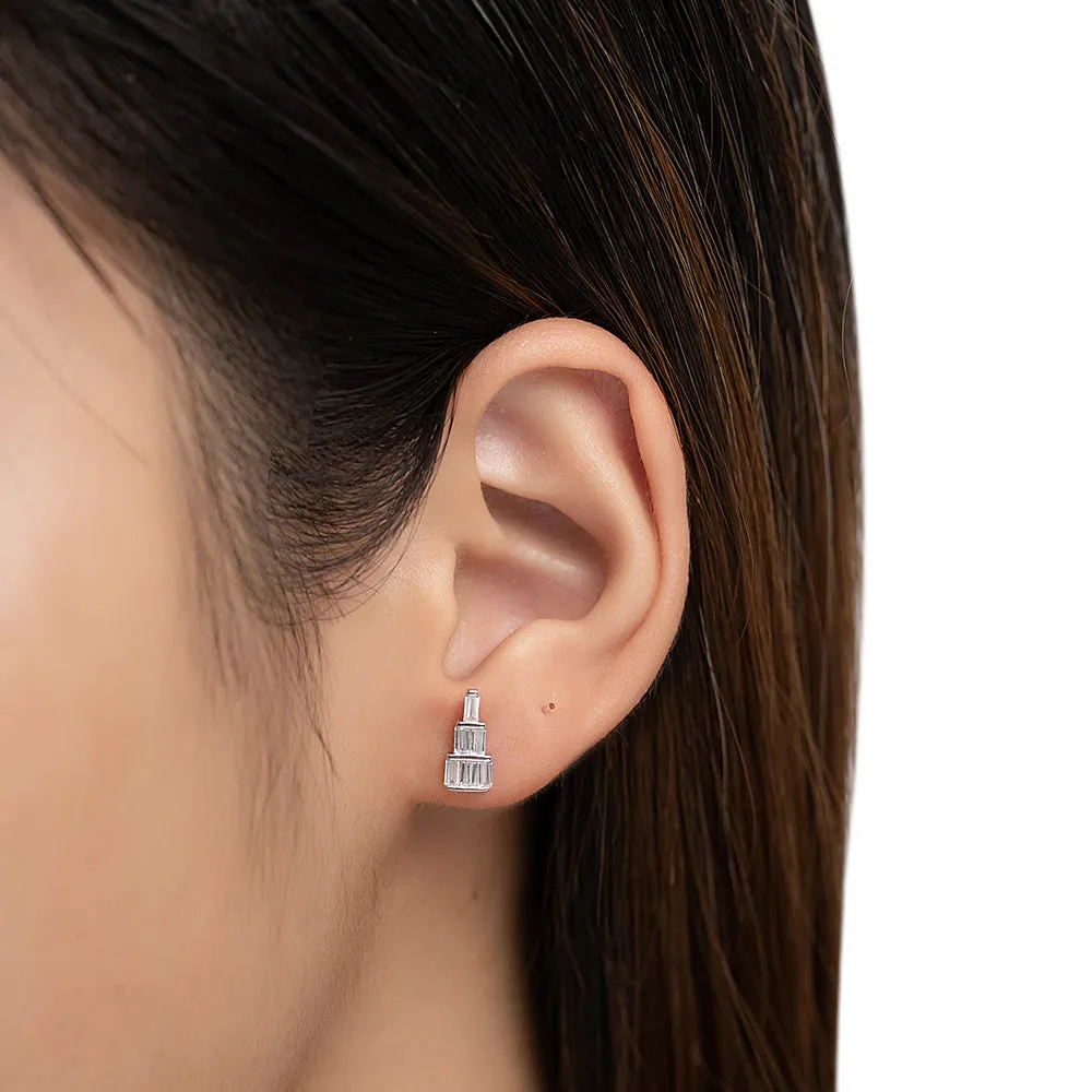 Sterling Silver Zirconia Stud Earrings