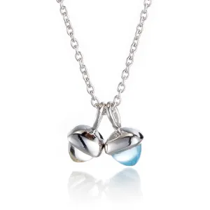 Swiss Blue Topaz & Quartz Double Pendant Necklace