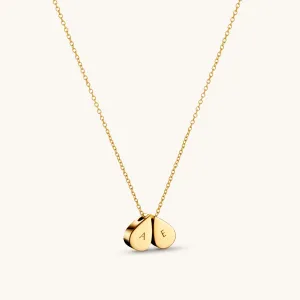 Teardrop Double Bead Necklace in Gold