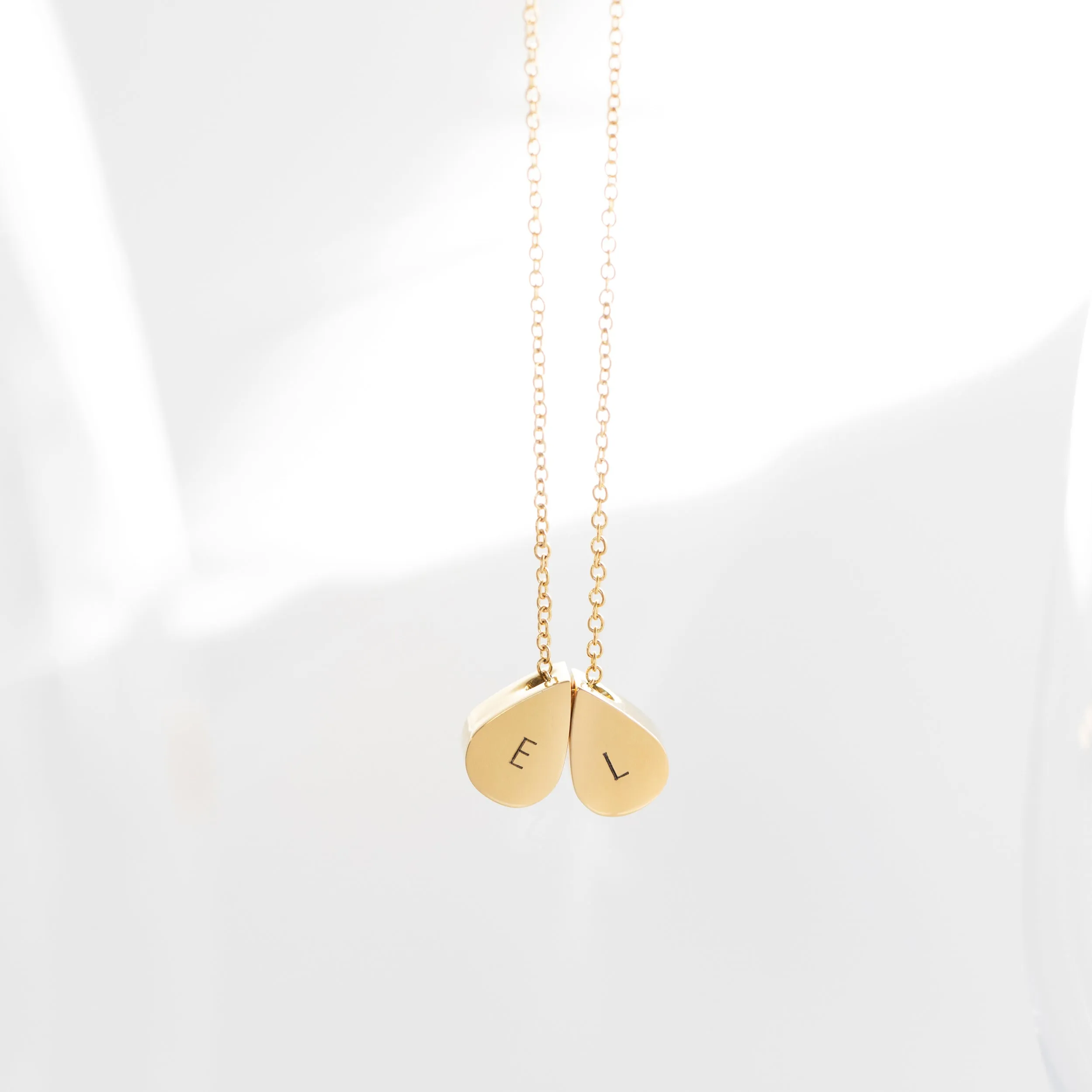 Teardrop Double Bead Necklace in Gold