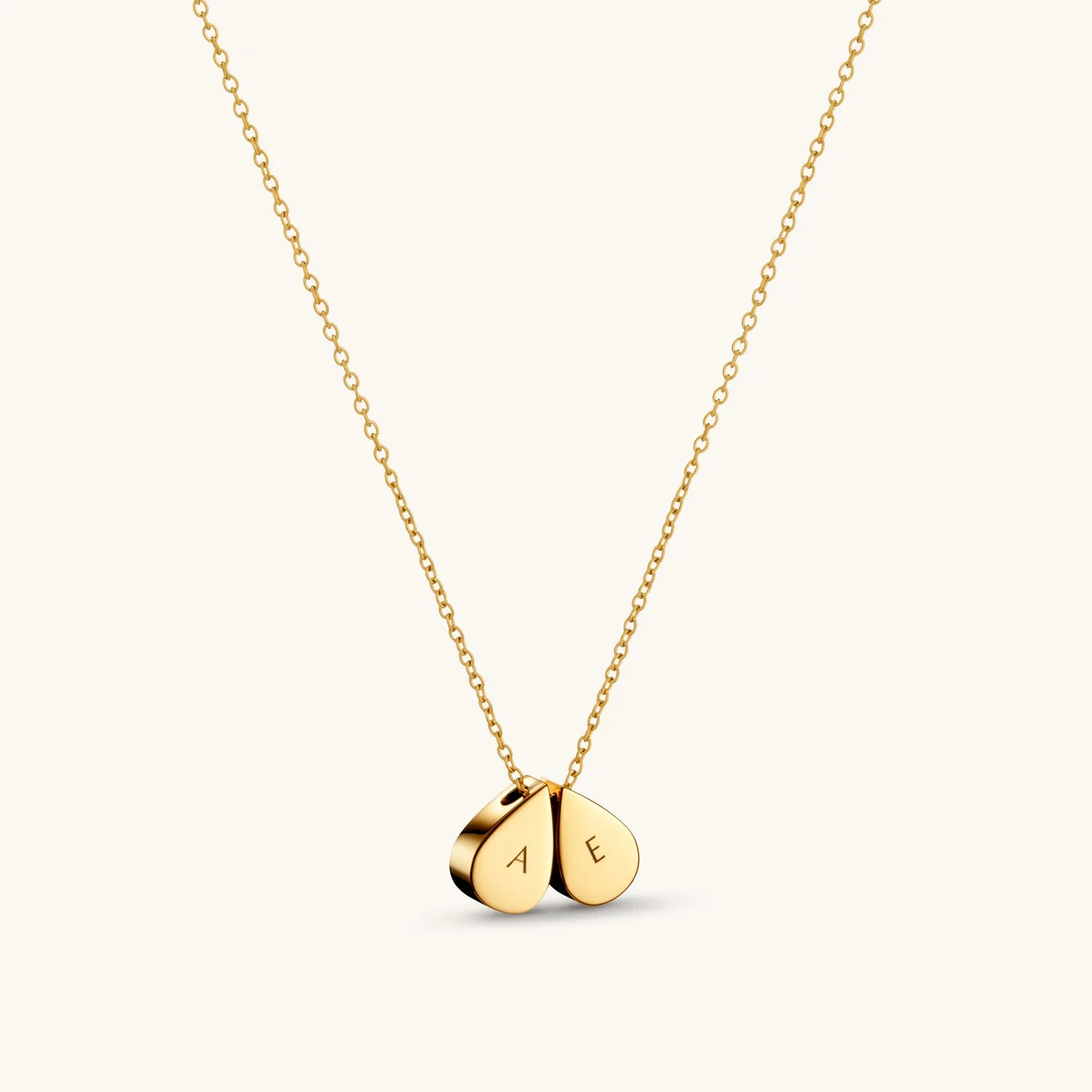 Teardrop Double Bead Necklace in Gold