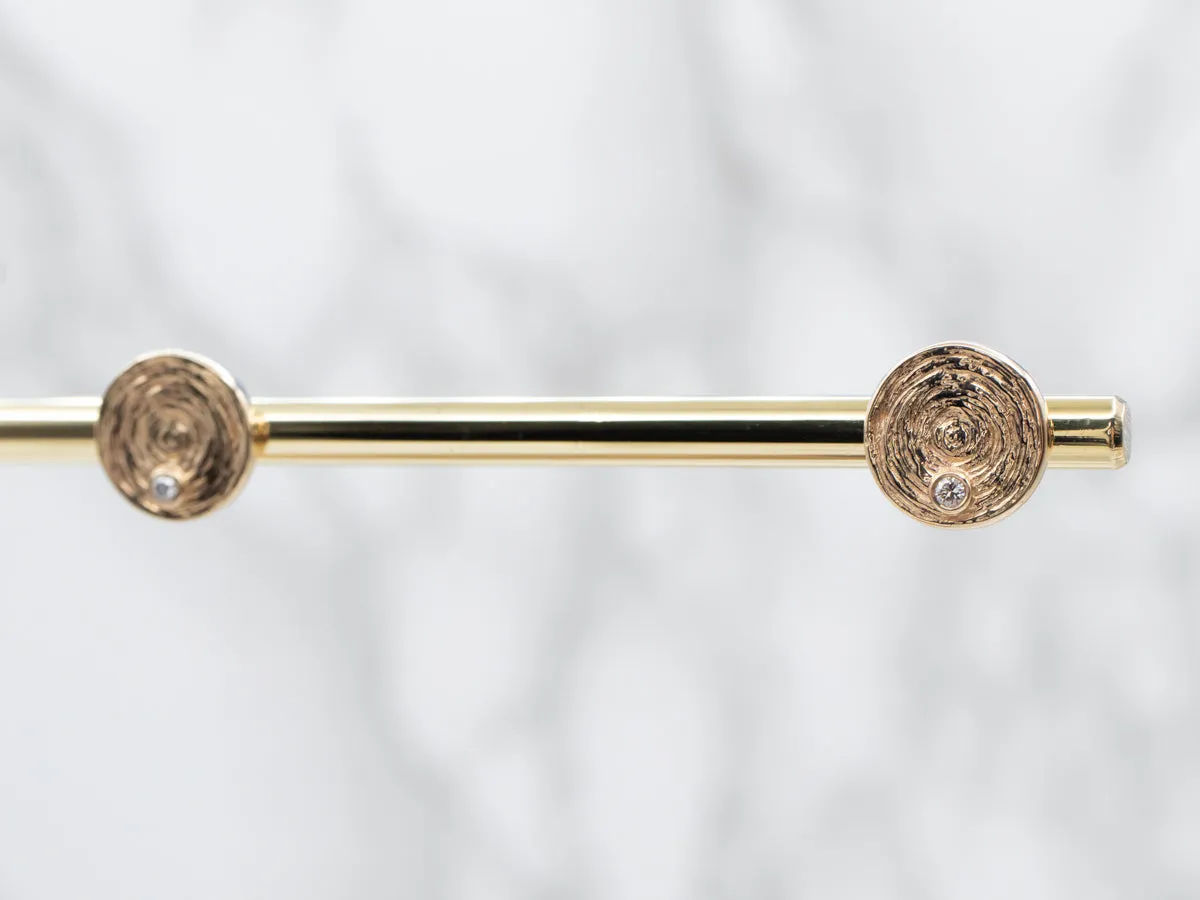 Textured Gold Diamond Stud Earrings