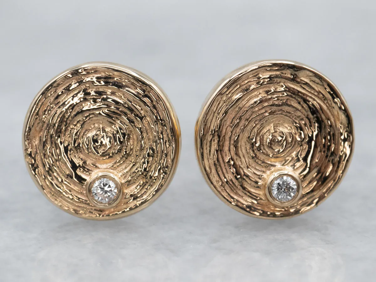 Textured Gold Diamond Stud Earrings