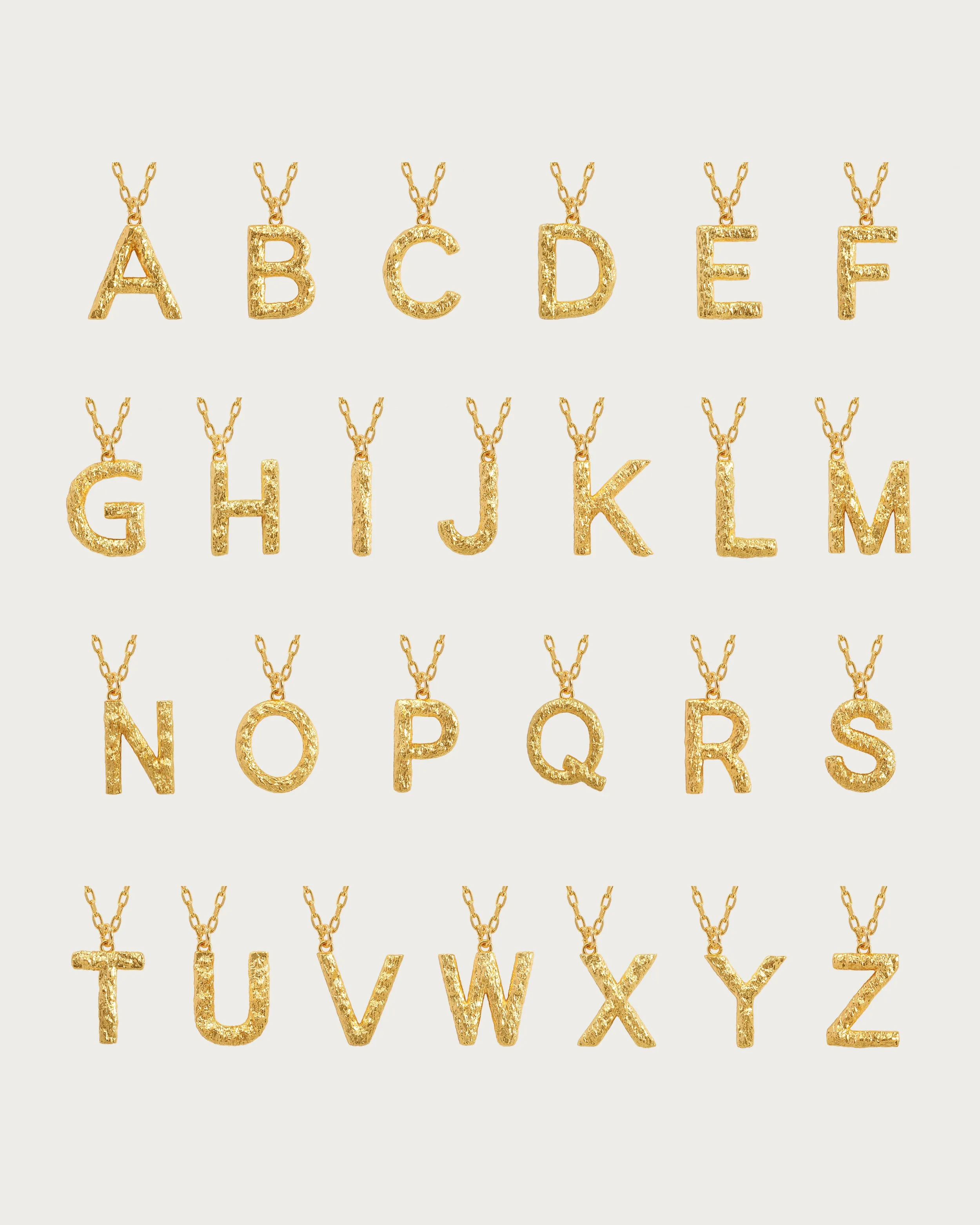 Textured Initial Letter Necklace in Silver