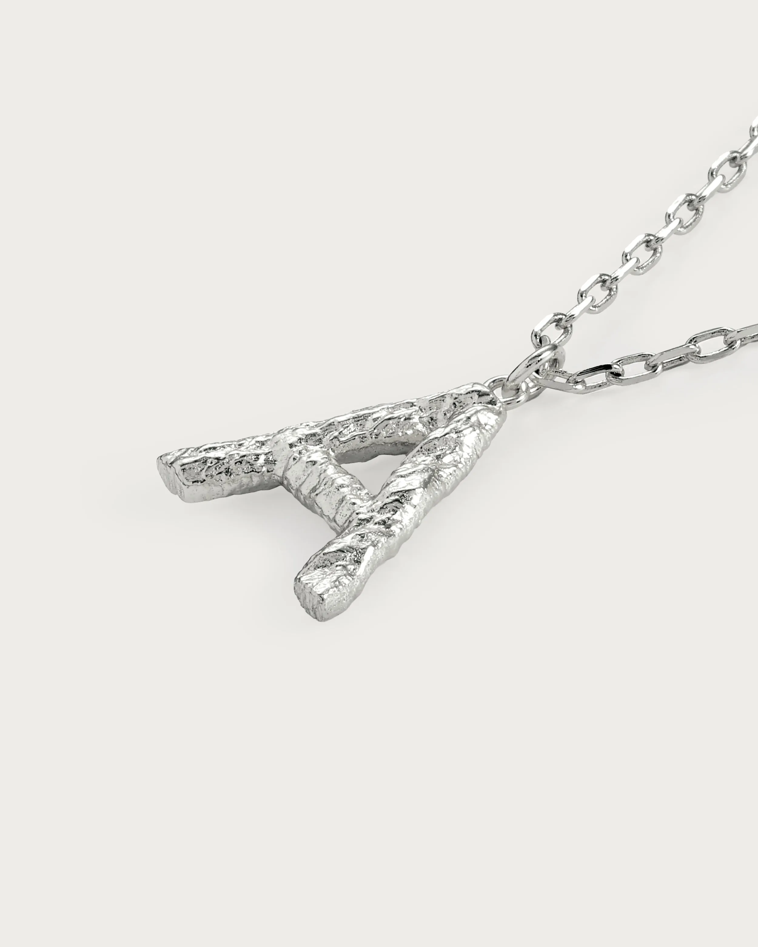 Textured Initial Letter Necklace in Silver