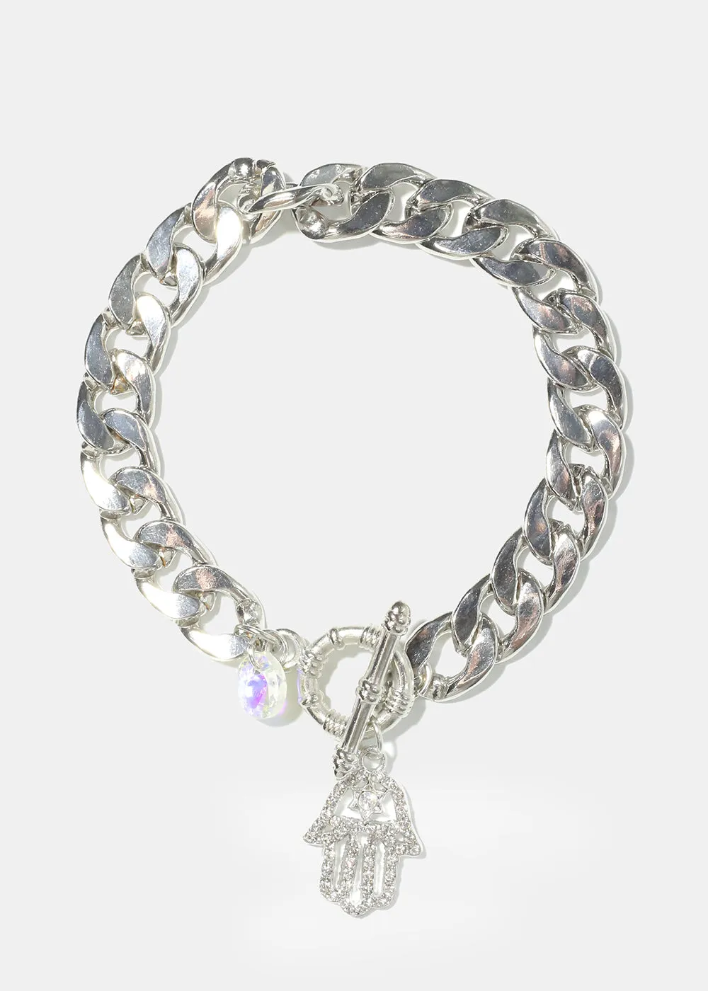 Thick Chain with Hamsa Hand Bracelet