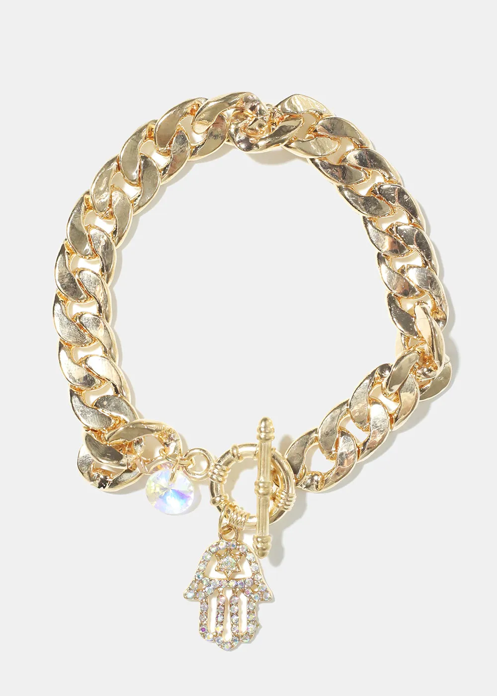 Thick Chain with Hamsa Hand Bracelet