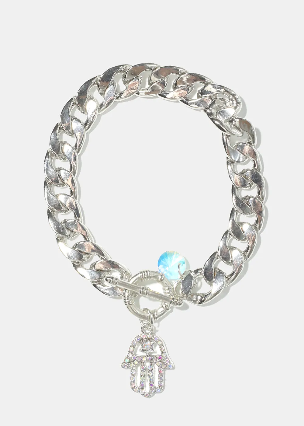 Thick Chain with Hamsa Hand Bracelet