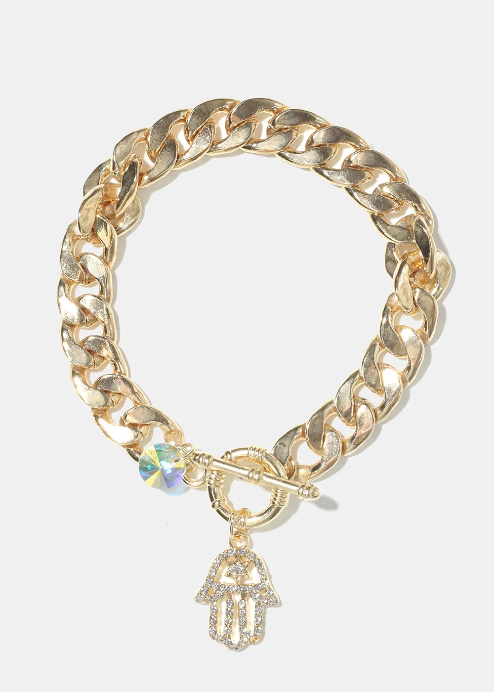 Thick Chain with Hamsa Hand Bracelet