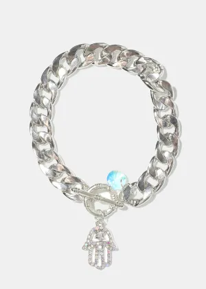 Thick Chain with Hamsa Hand Bracelet