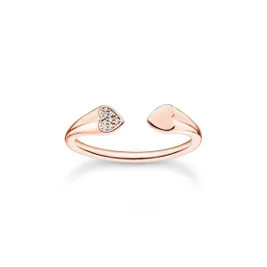 Thomas Sabo Charm Club Rose Gold Plated Sterling Silver Hearts Ring D