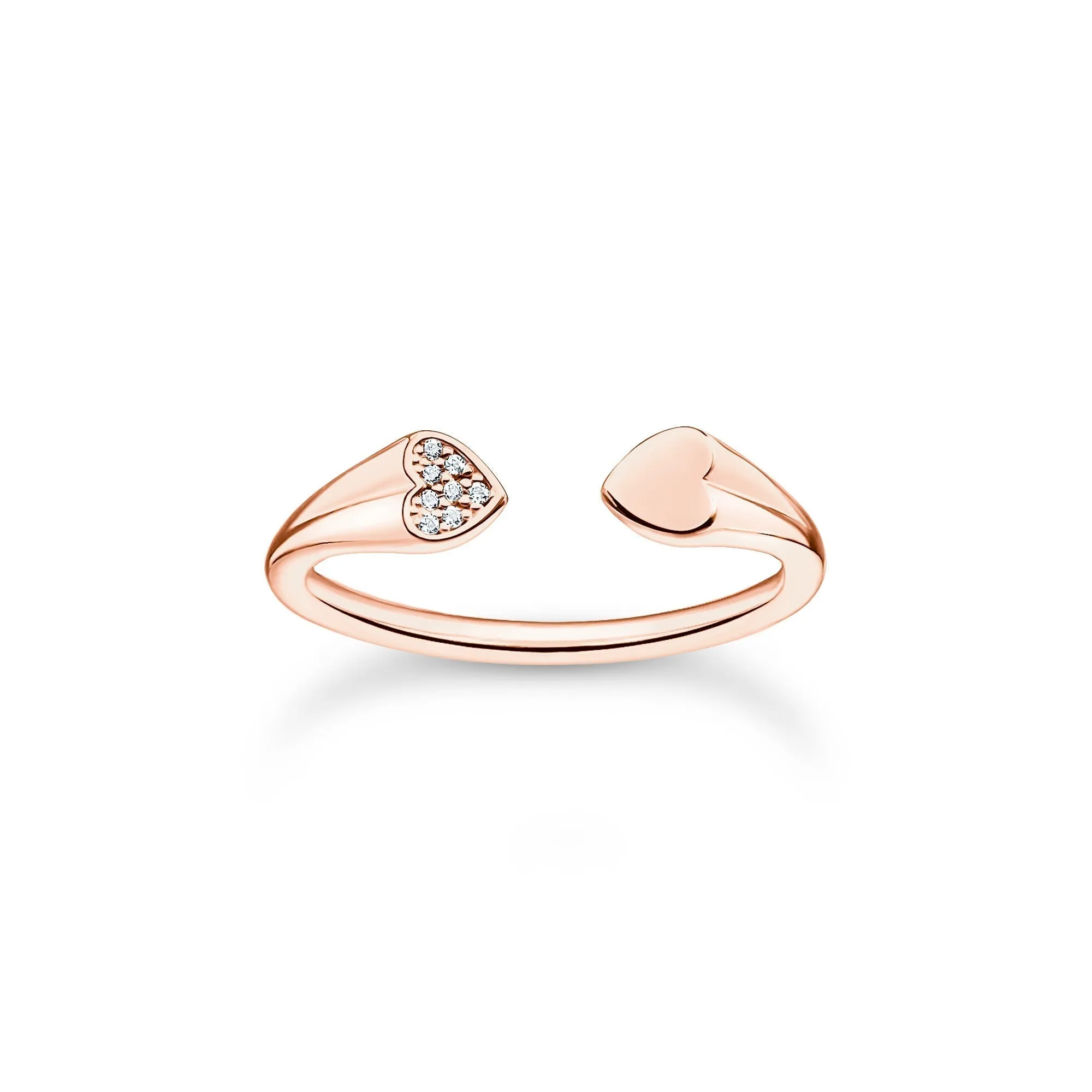 Thomas Sabo Charm Club Rose Gold Plated Sterling Silver Hearts Ring D