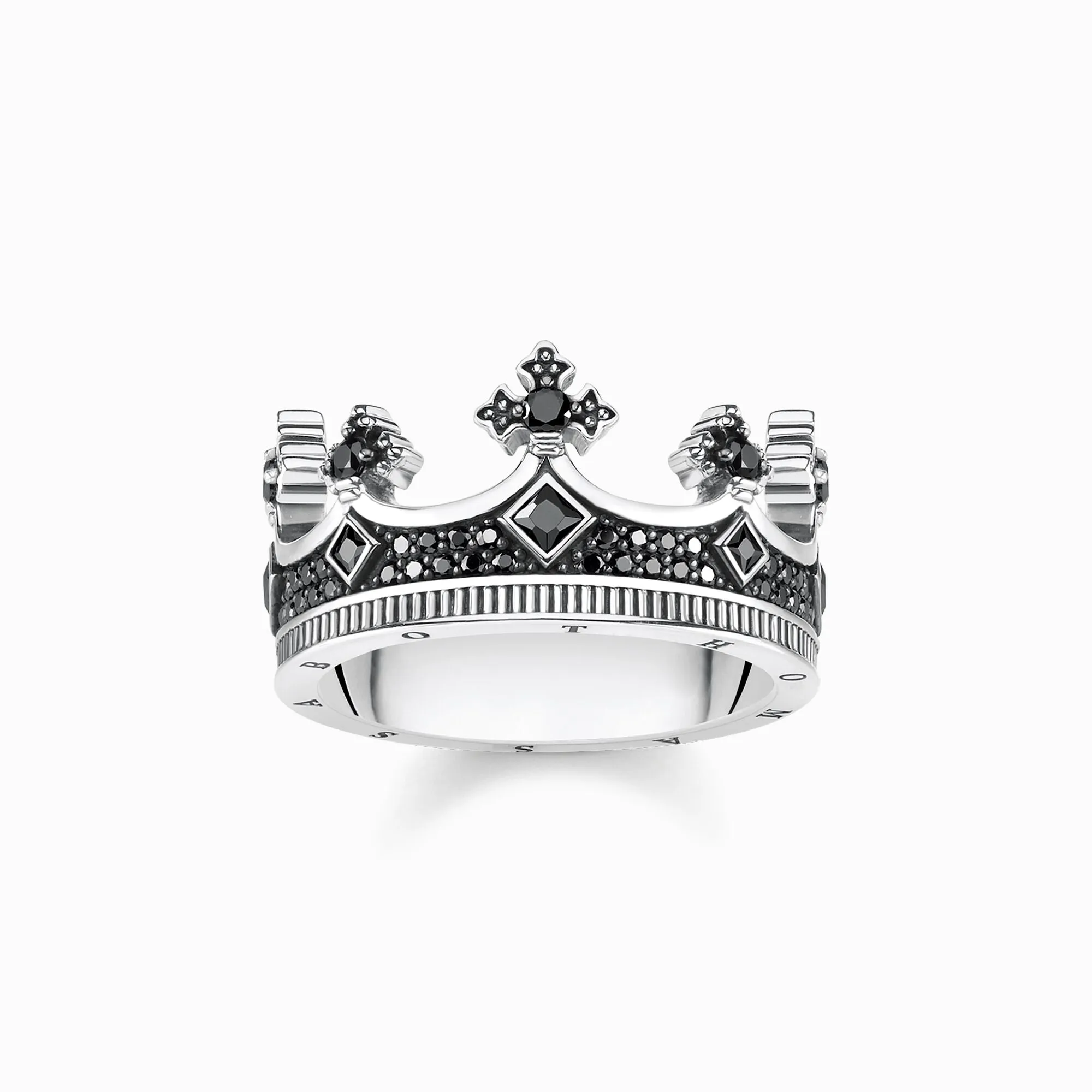 Thomas Sabo Rebel At Heart Sterling Silver Black CZ Crown Ring