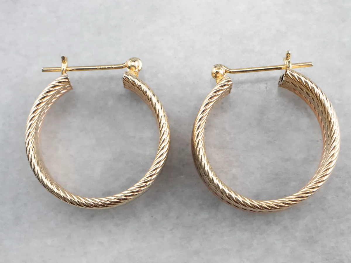 Tri-Color Gold Hoop Earrings