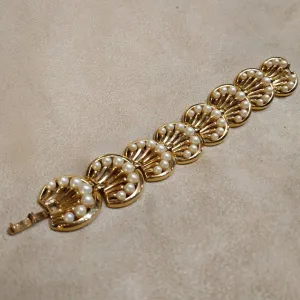 Trifari Flower and Pearl Vintage Bracelet
