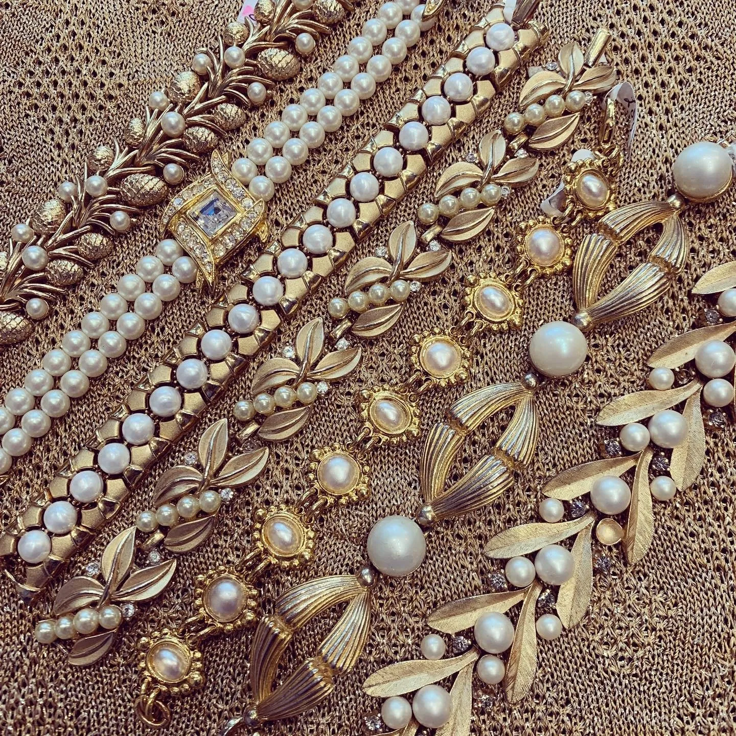 Trifari Flower and Pearl Vintage Bracelet