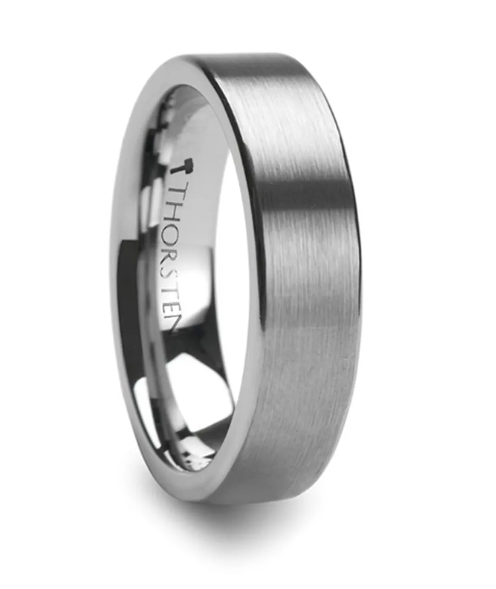 Tungsten Carbide ??Messalina?? 6mm Flat Brushed Finish Wedding Band
