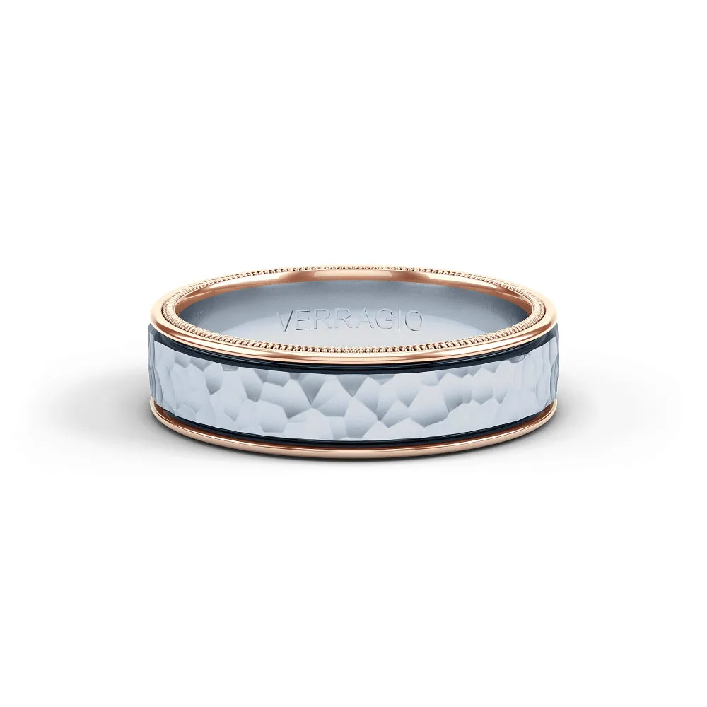 Verragio Men's 7mm Two-Tone Hammered Wedding Band