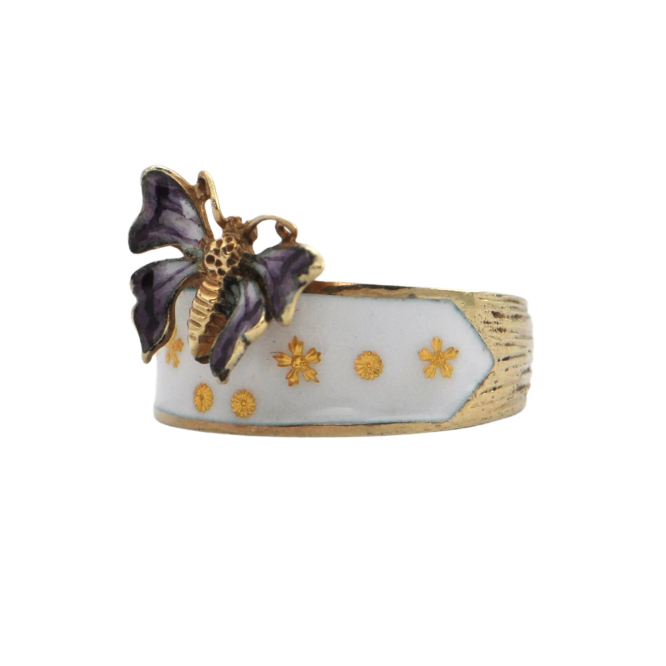 Vintage 14k Gold and Enamel Butterfly Ring