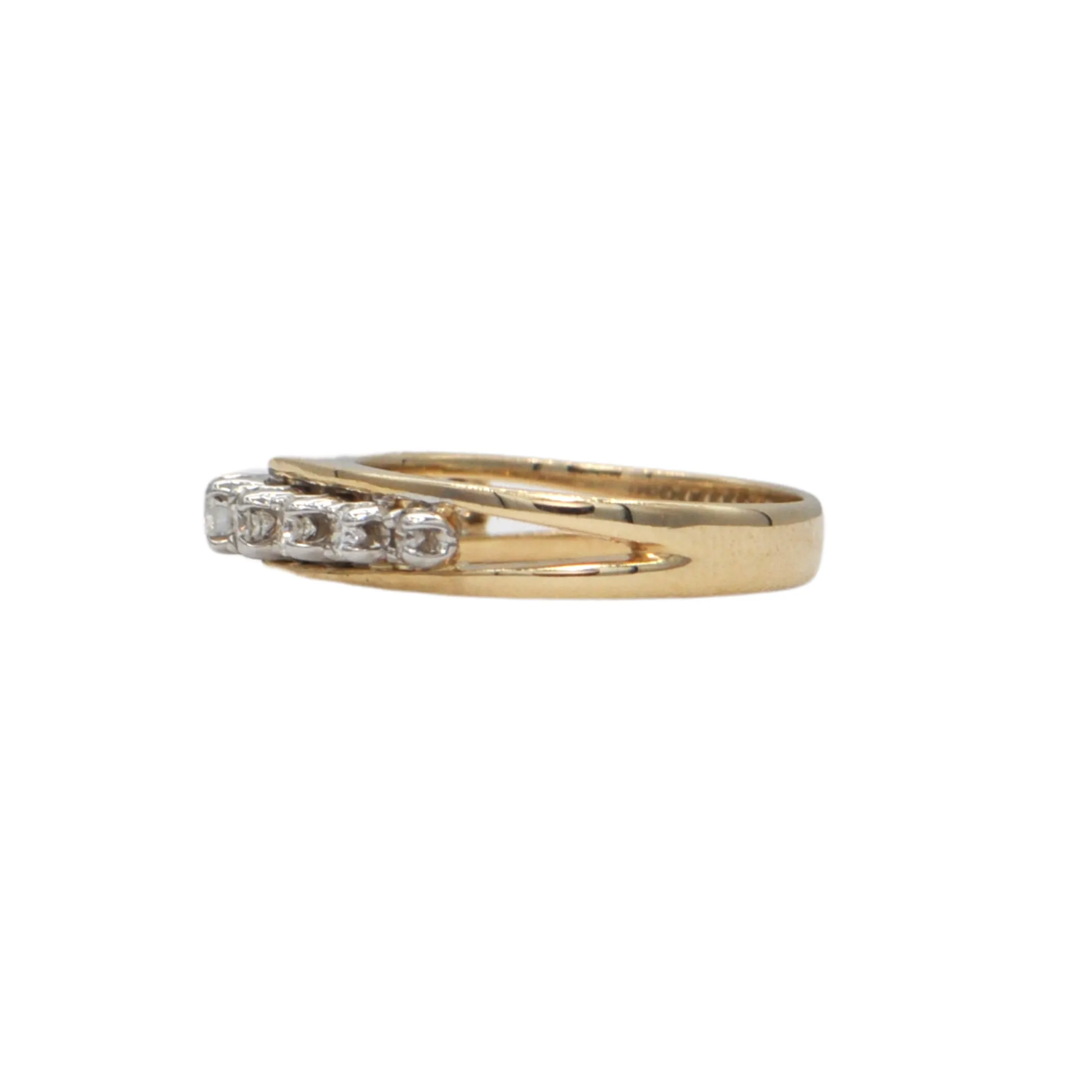 Vintage Diamond 14K Yellow Gold Semi-Eternity Band