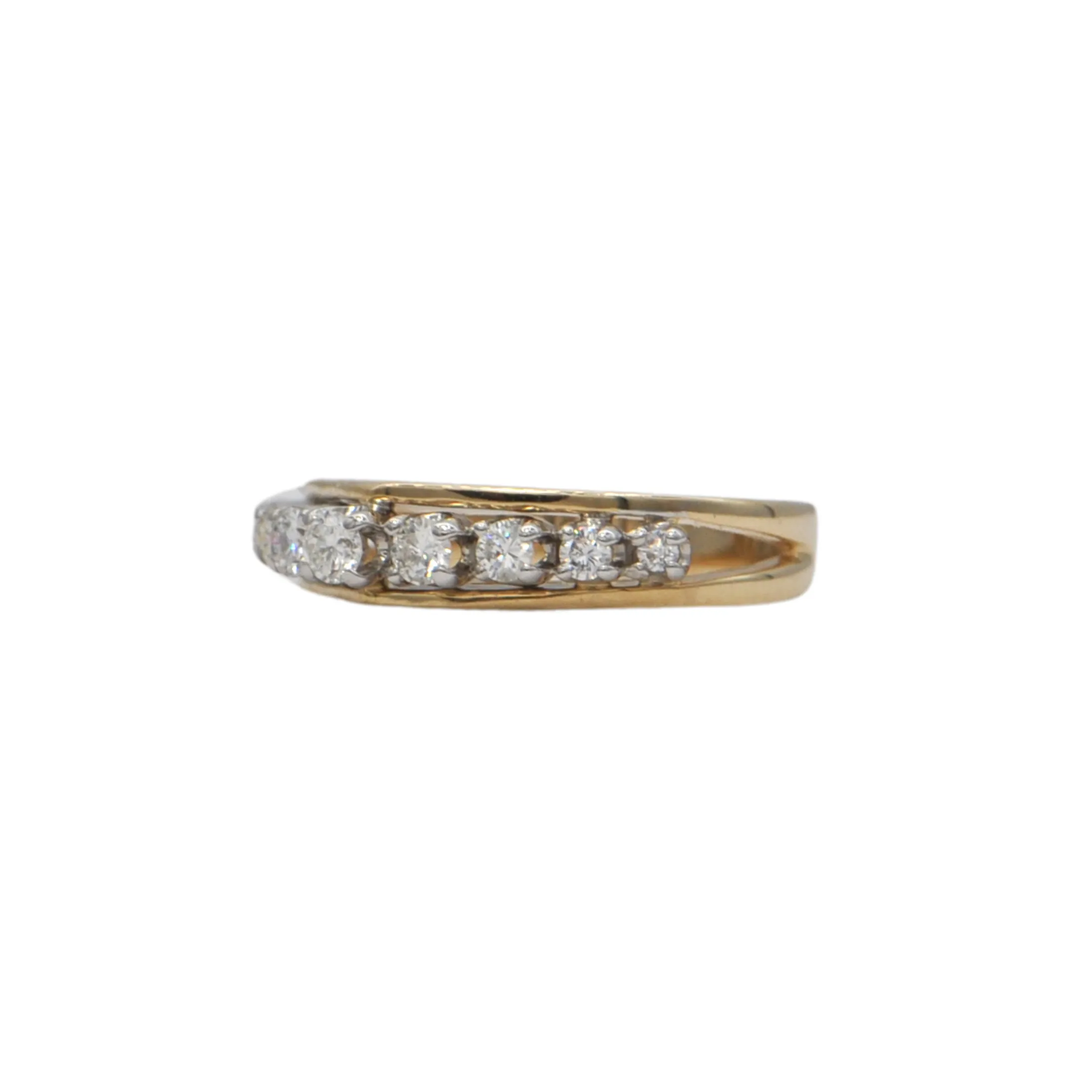 Vintage Diamond 14K Yellow Gold Semi-Eternity Band