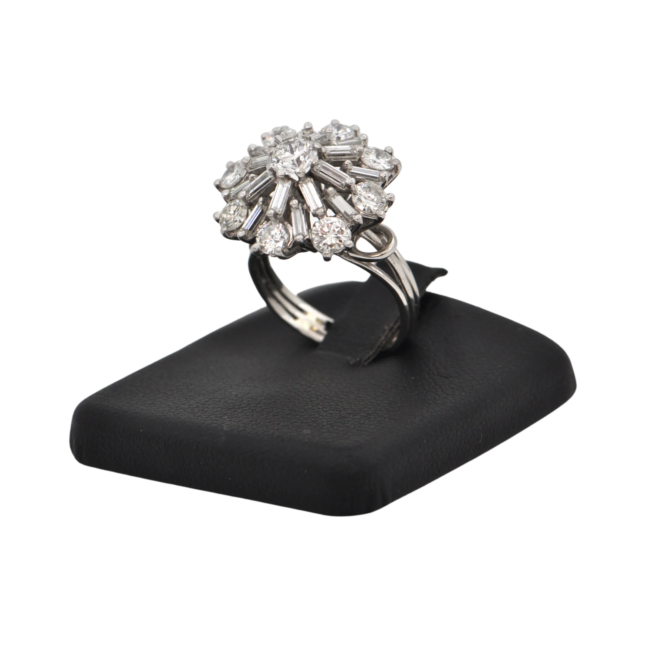 Vintage Diamond and Platinum Snowflake Ring