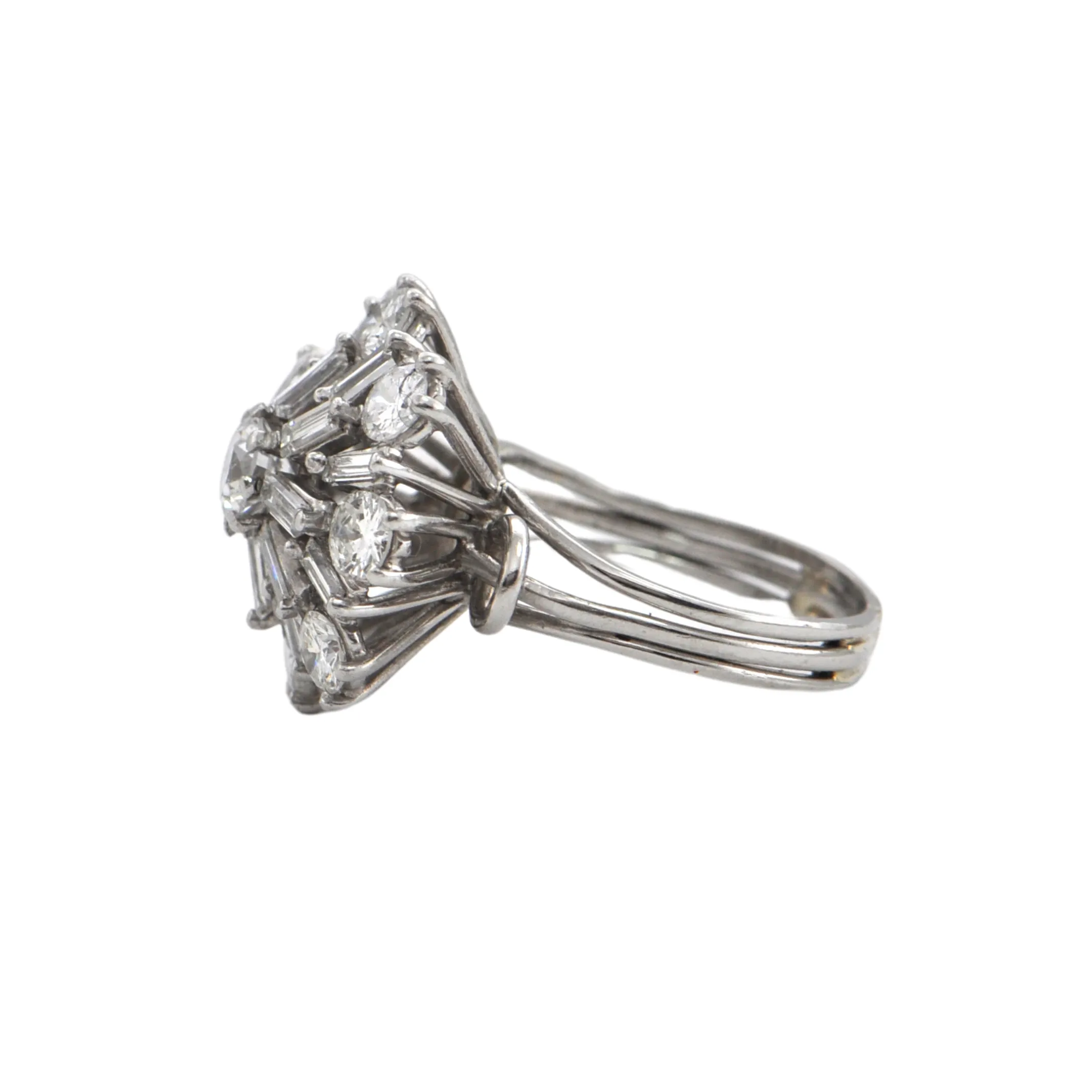 Vintage Diamond and Platinum Snowflake Ring