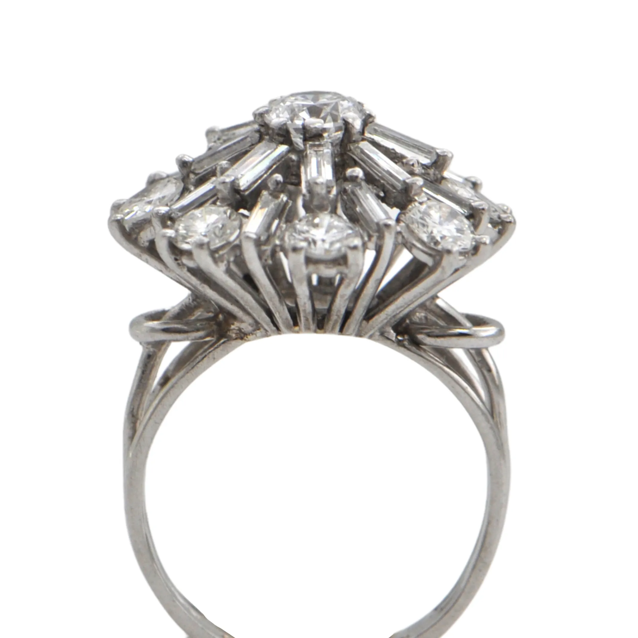 Vintage Diamond and Platinum Snowflake Ring