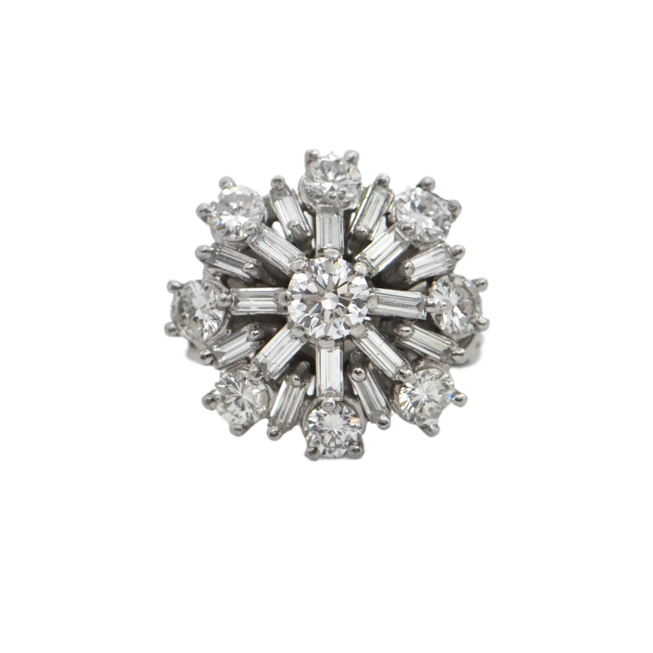 Vintage Diamond and Platinum Snowflake Ring