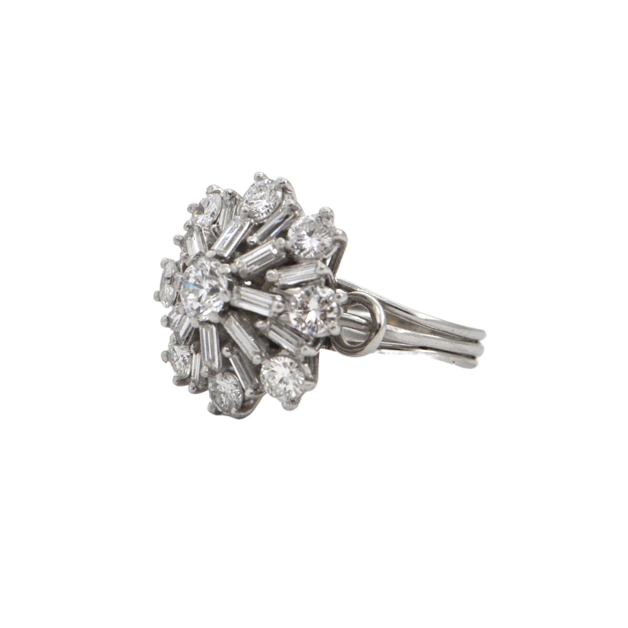 Vintage Diamond and Platinum Snowflake Ring