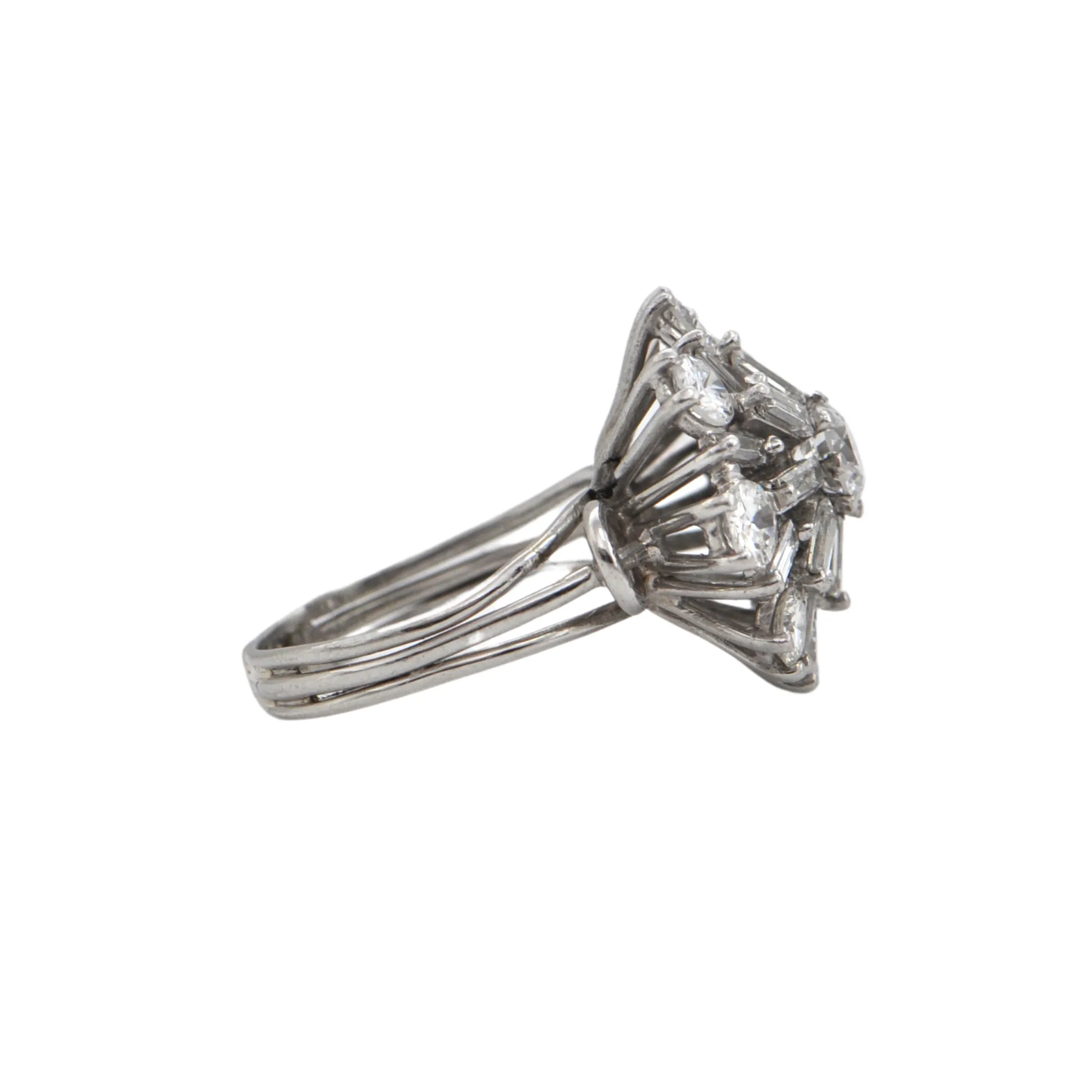 Vintage Diamond and Platinum Snowflake Ring