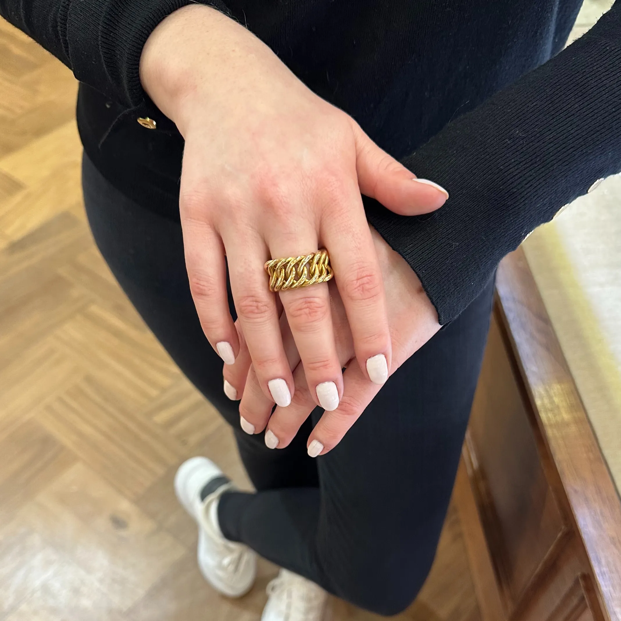 Vintage Egyptian 21K Gold Curb Link Ring