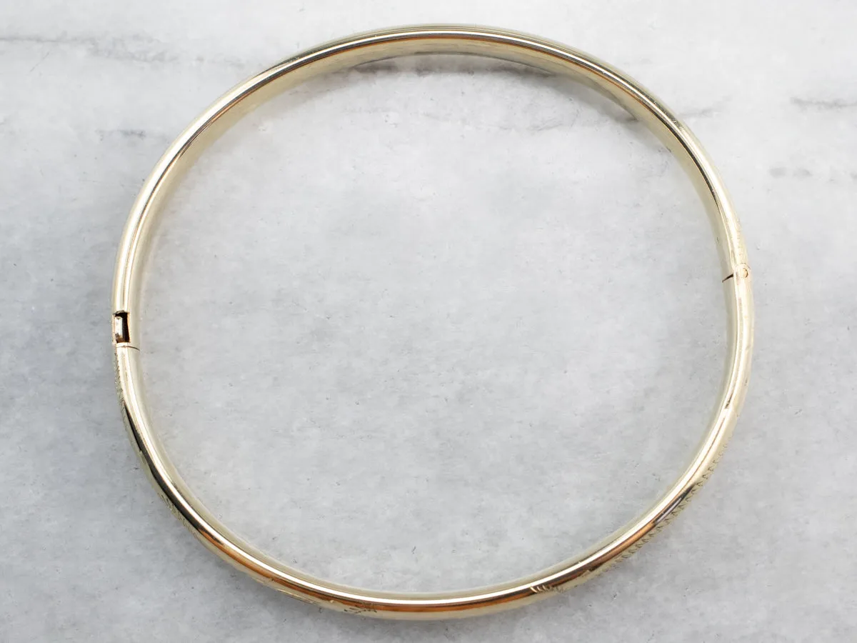 Vintage Etched Gold Bangle Bracelet