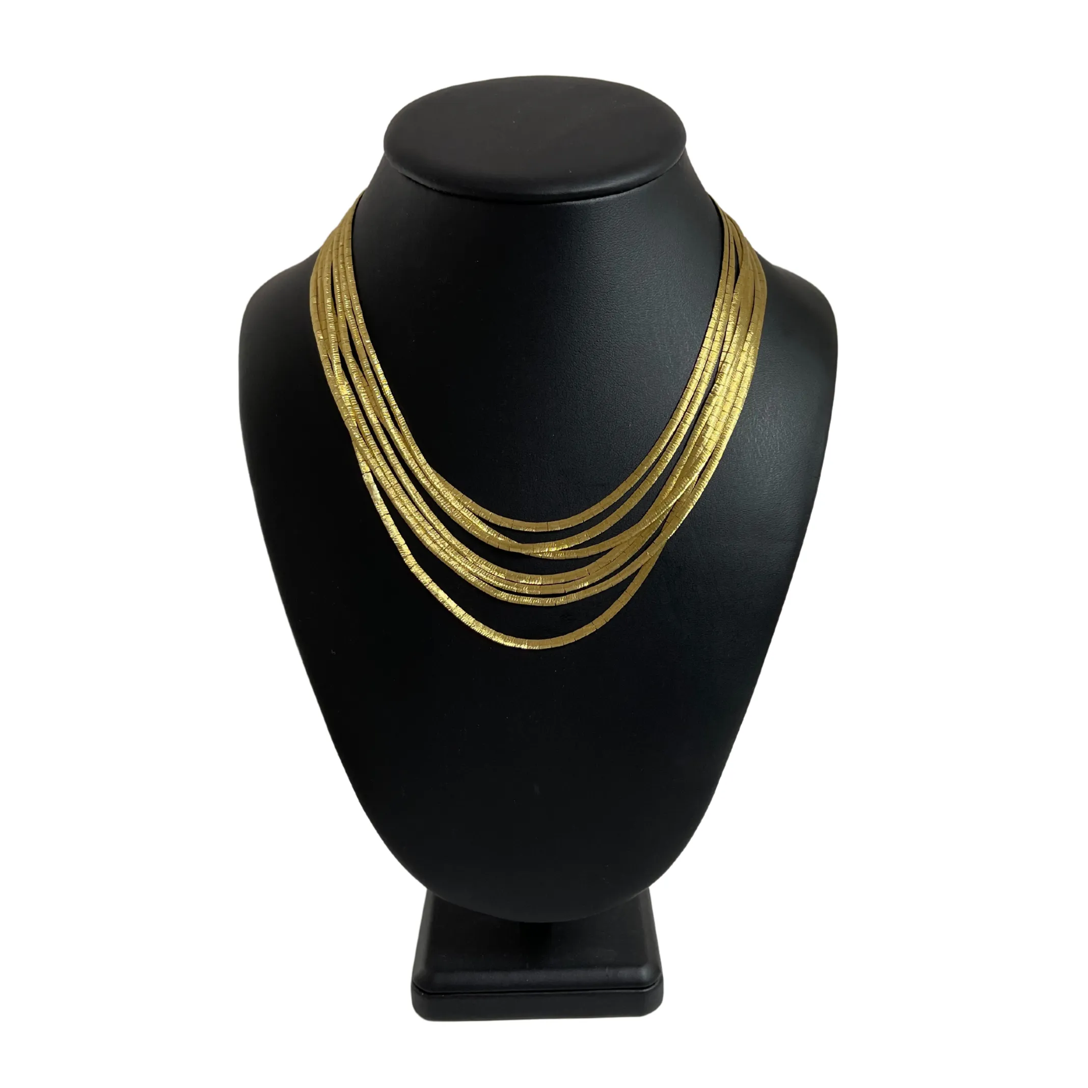 Vintage Italian 18K Gold Multi-Strand Serpentine Link Necklace