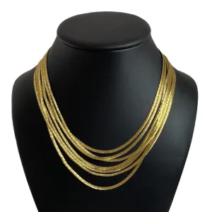 Vintage Italian 18K Gold Multi-Strand Serpentine Link Necklace