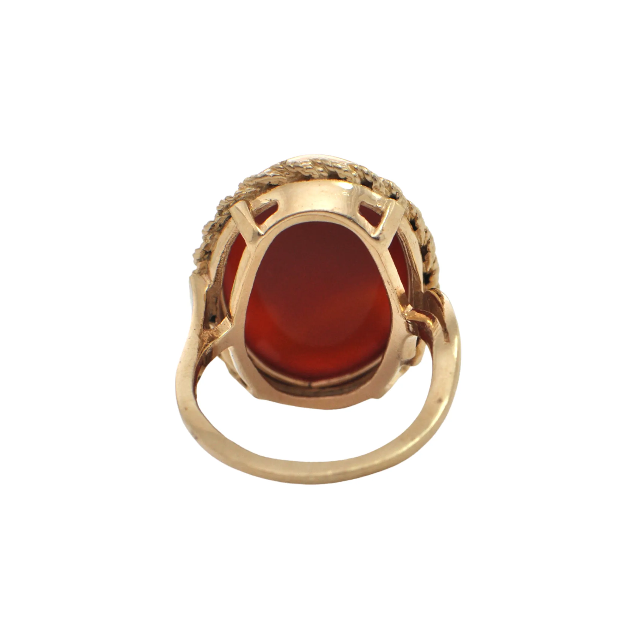 Vintage Shell Cameo 14K Yellow Gold Ring