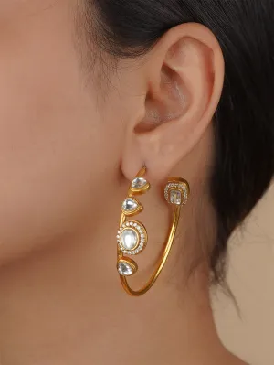White Color Gold Plated Faux Diamond Earrings - CZEAR503