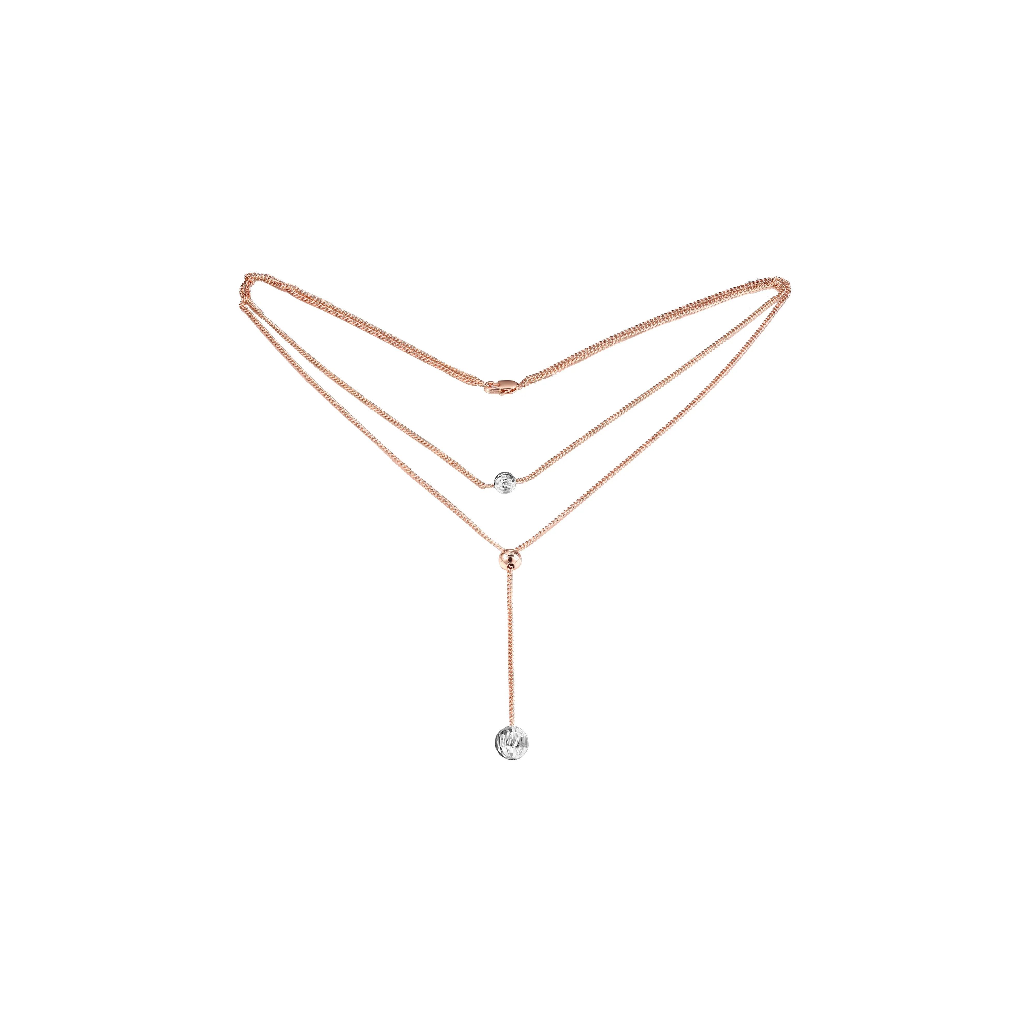 White Gold Silver beads necklace plated in Rose Gold