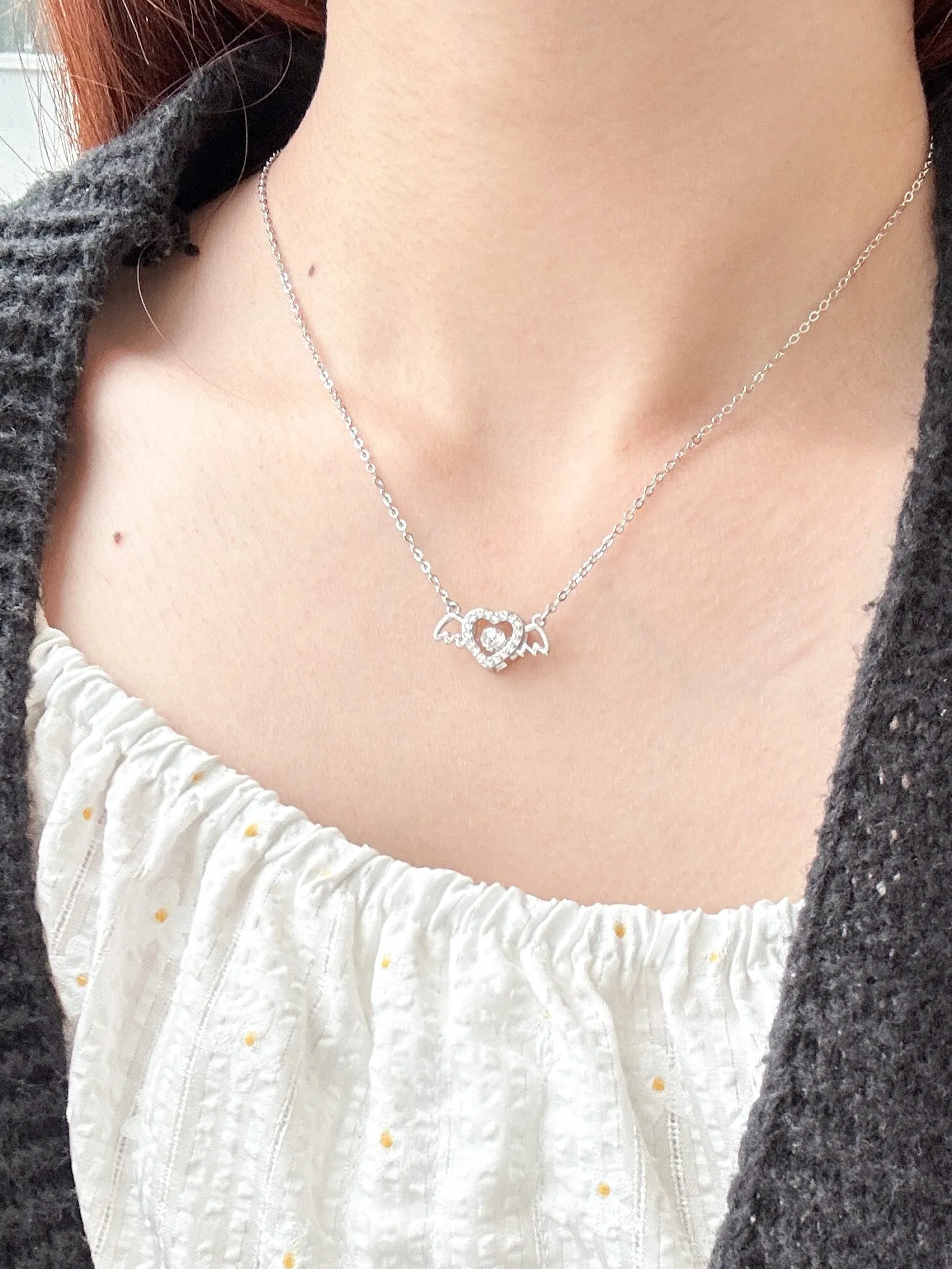 Winged Heart Beating Necklace