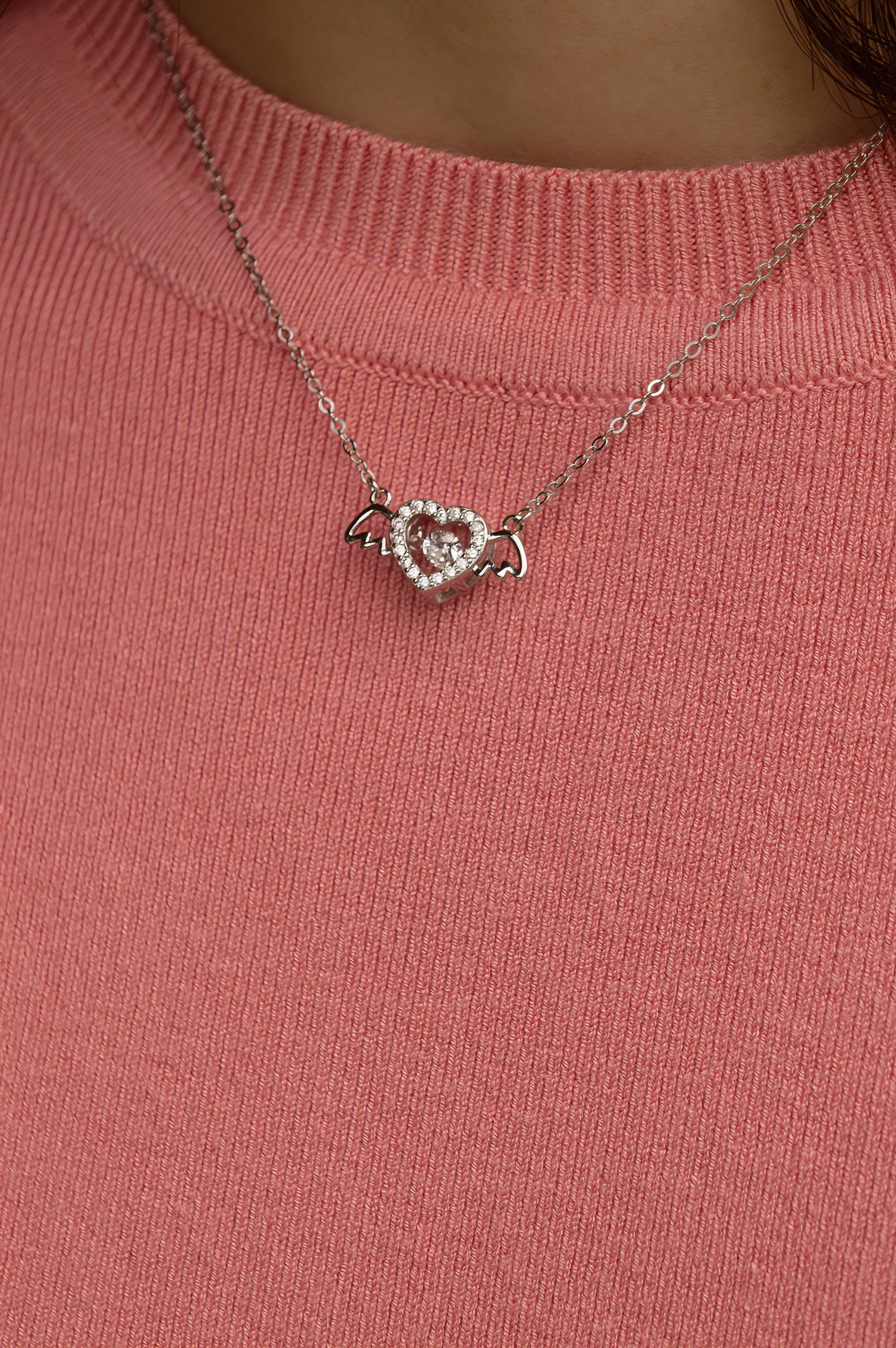 Winged Heart Beating Necklace